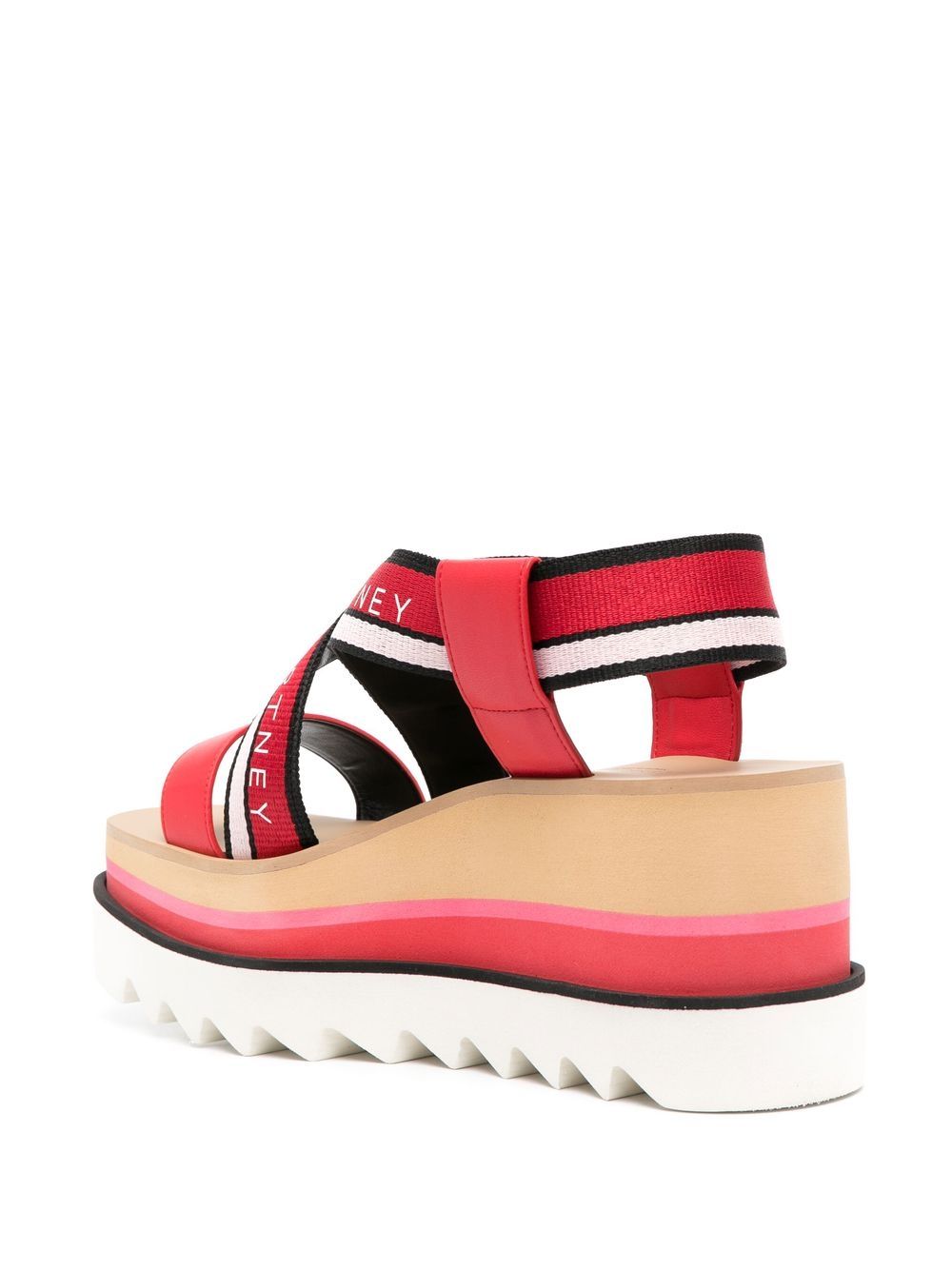 Shop Stella Mccartney Sneak-elyse Striped Platform Sandals In Red