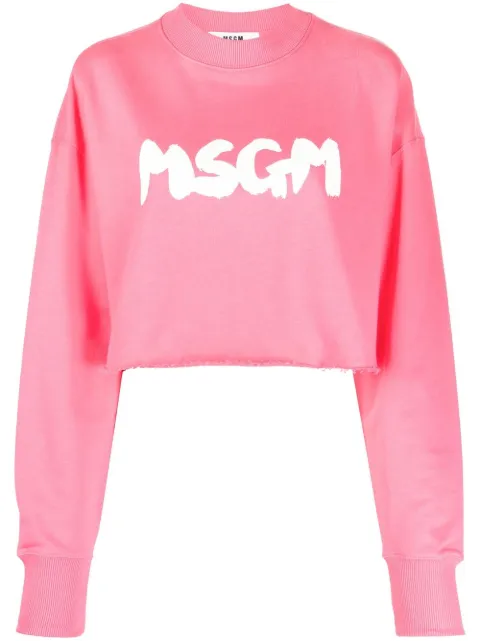 MSGM logo-print cropped sweatshirt