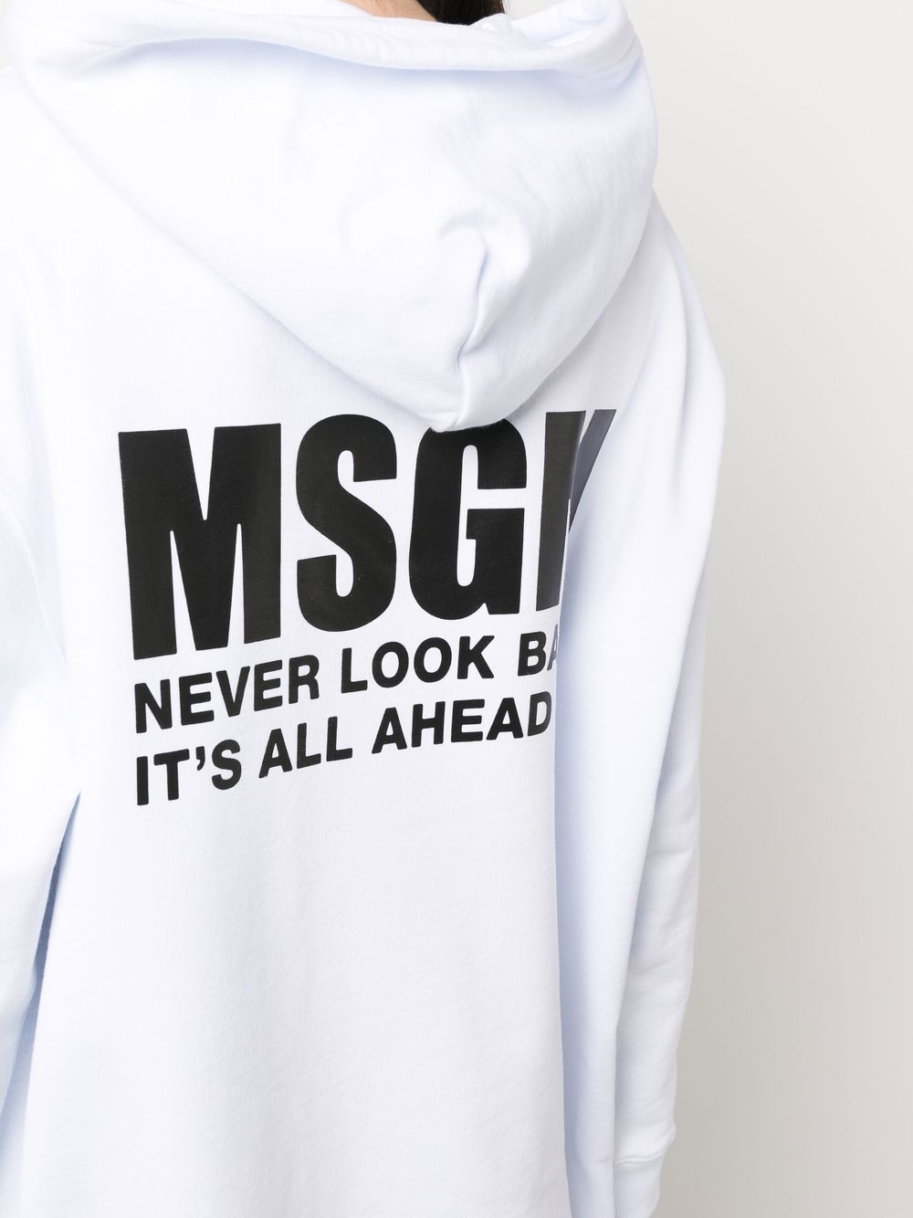 Shop Msgm Logo-print Pullover Hoodie In Weiss