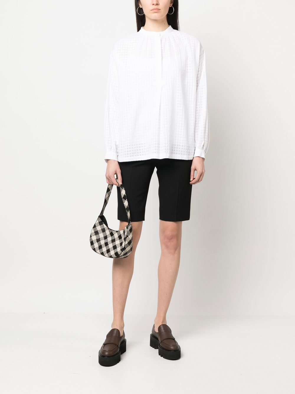 Shop Apc Flora Tartan-check Cotton Blouse In White