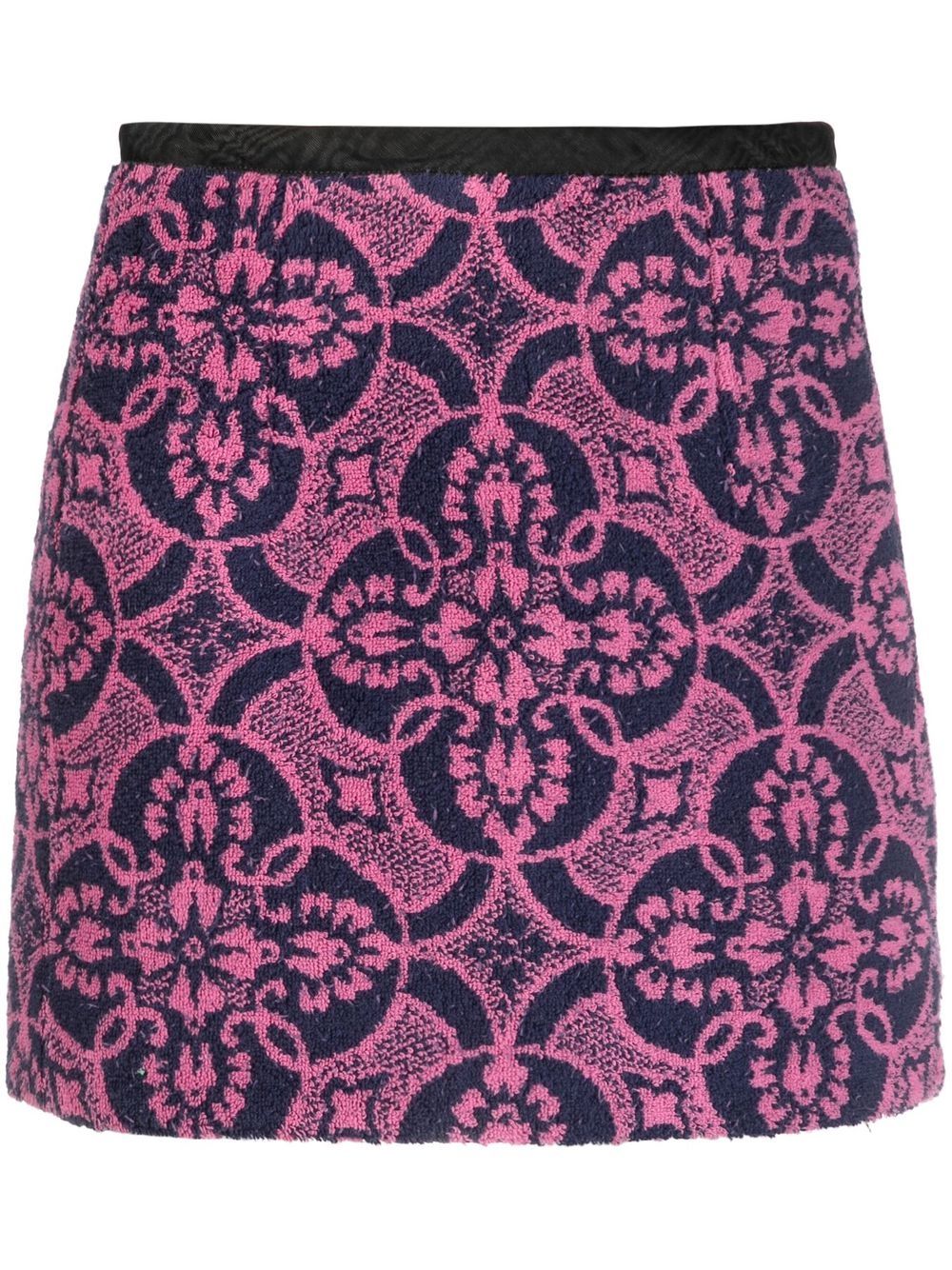 Shop Marine Serre Patterned Jacquard Miniskirt In Pink