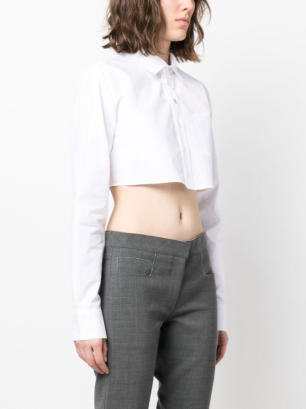 Shop Coperni Cropped Cotton Shirt In White