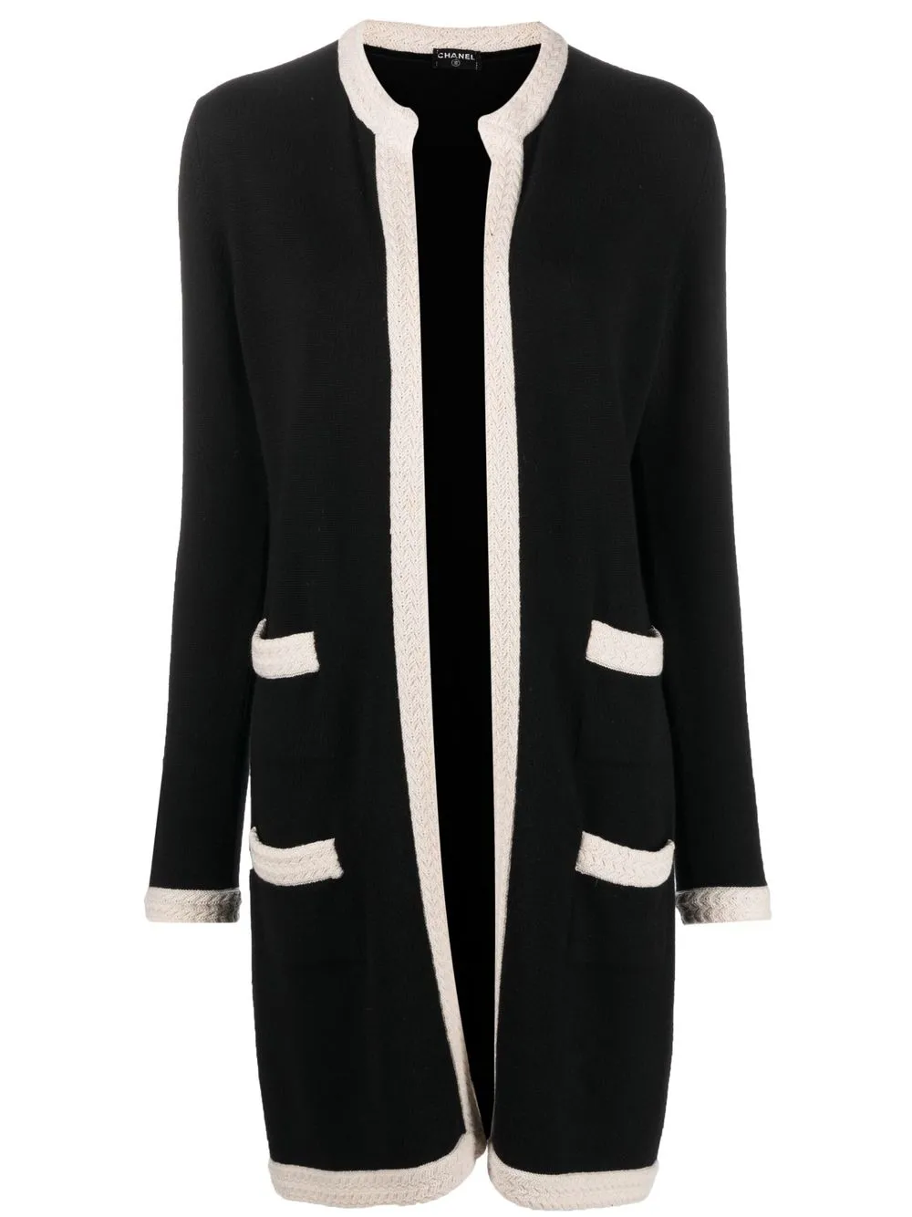 

CHANEL Pre-Owned 2000s two-tone longline cashmere cardigan - Black