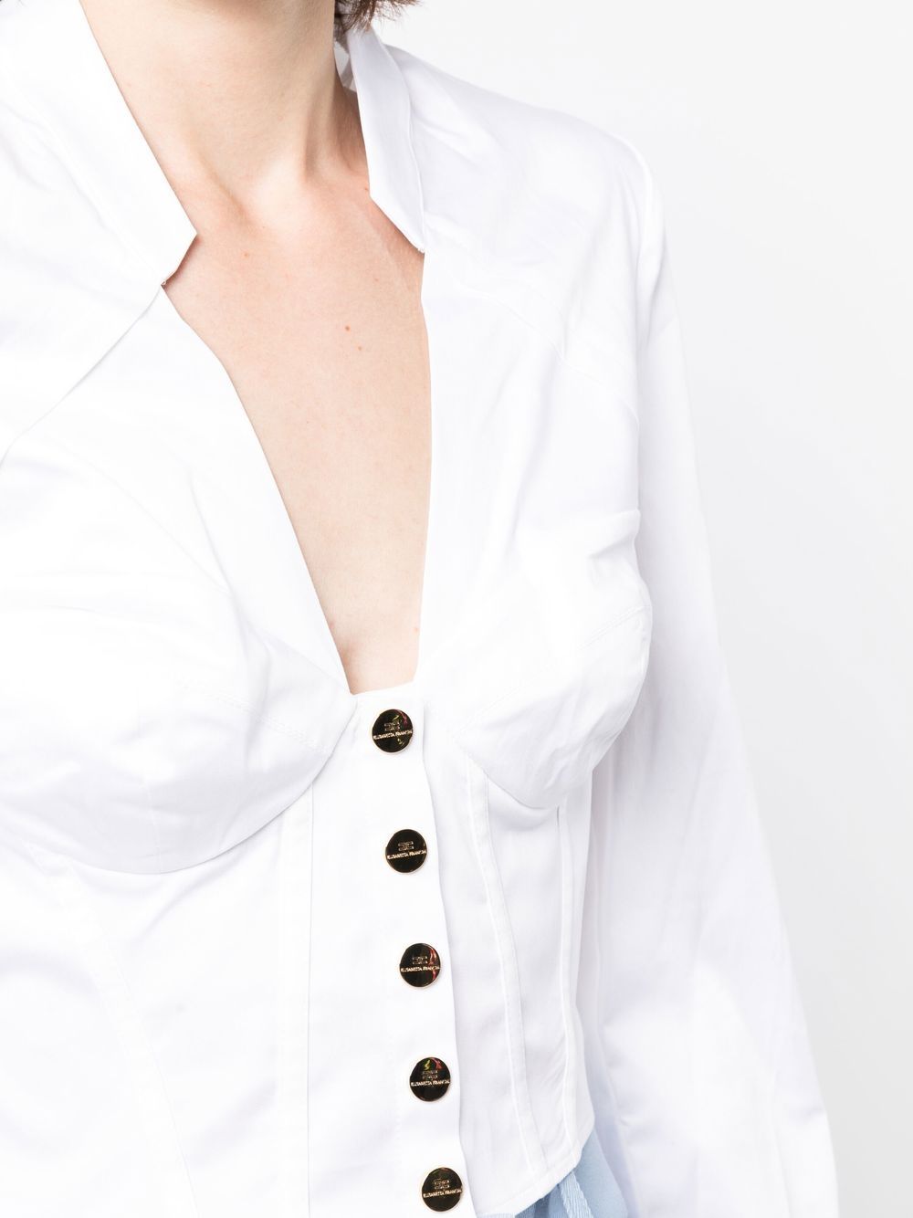 Shop Elisabetta Franchi Button-front V-neck Shirt In White