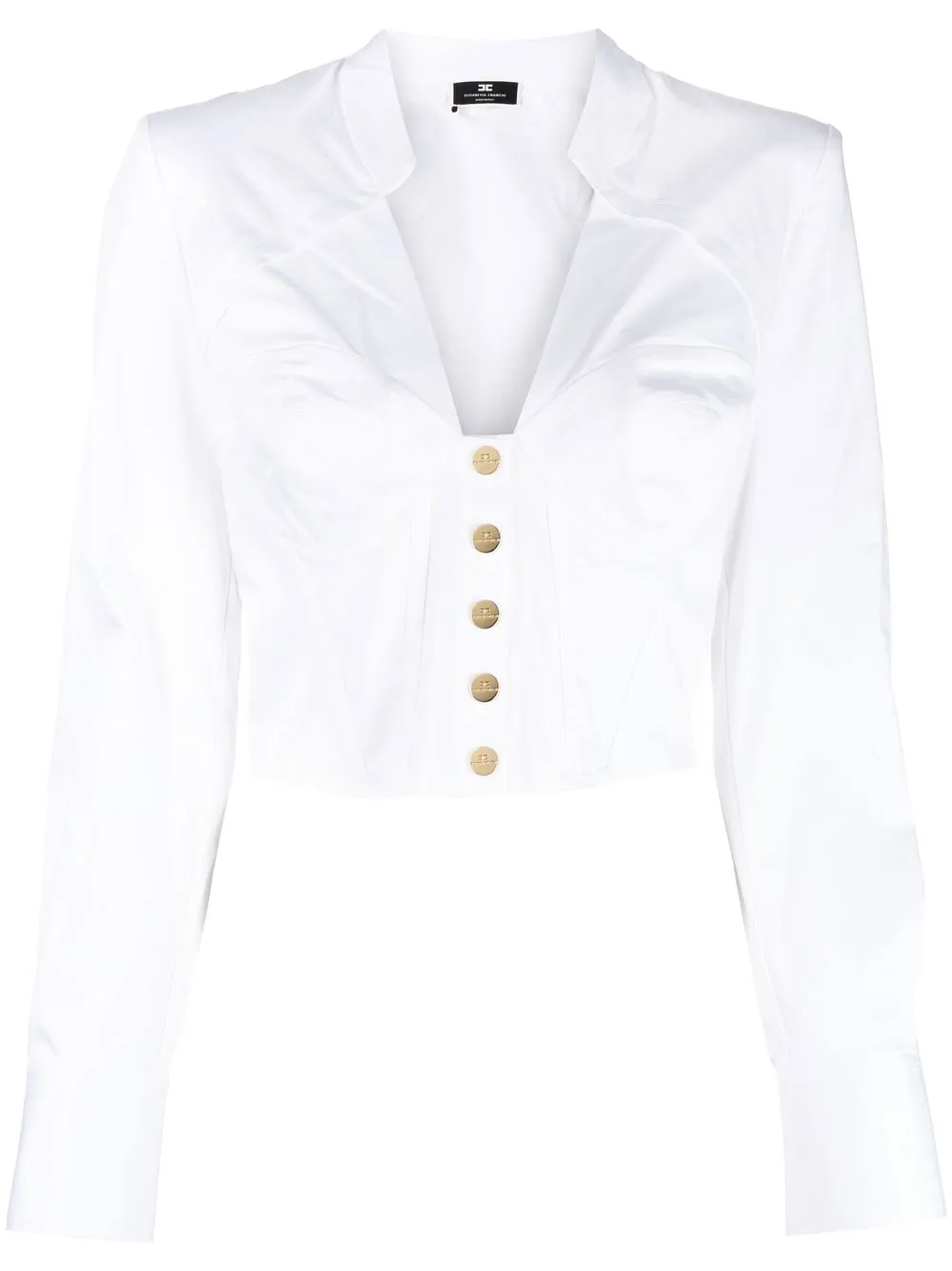 Elisabetta Franchi Button-front V-neck Shirt In White