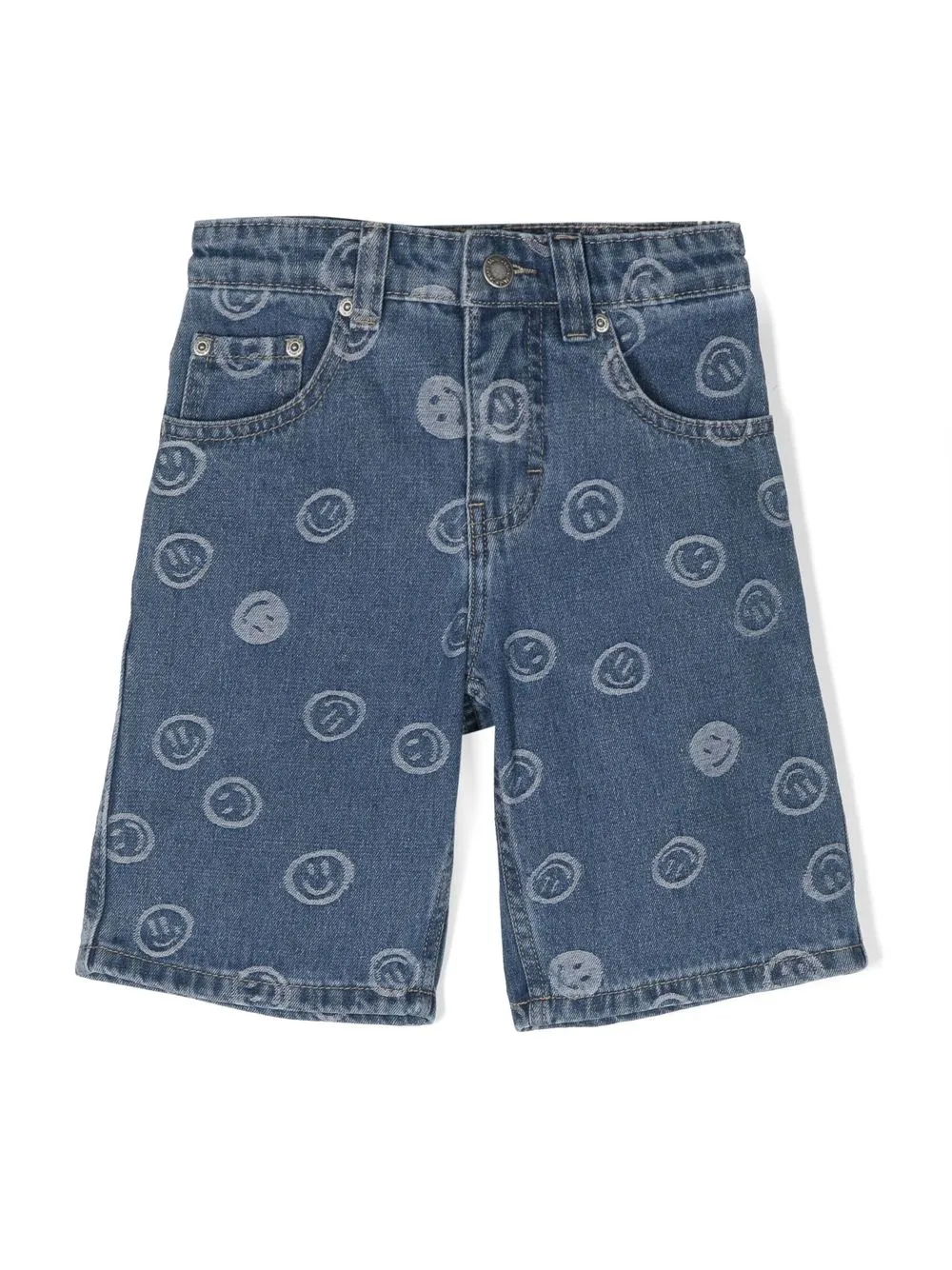 

Molo smiley face-print denim shorts - Blue