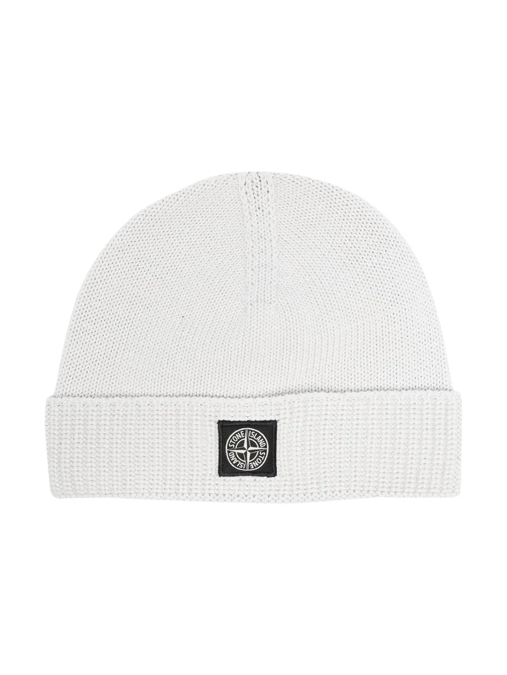 Stone Island Logo-patch Fine-knit Beanie In Grey