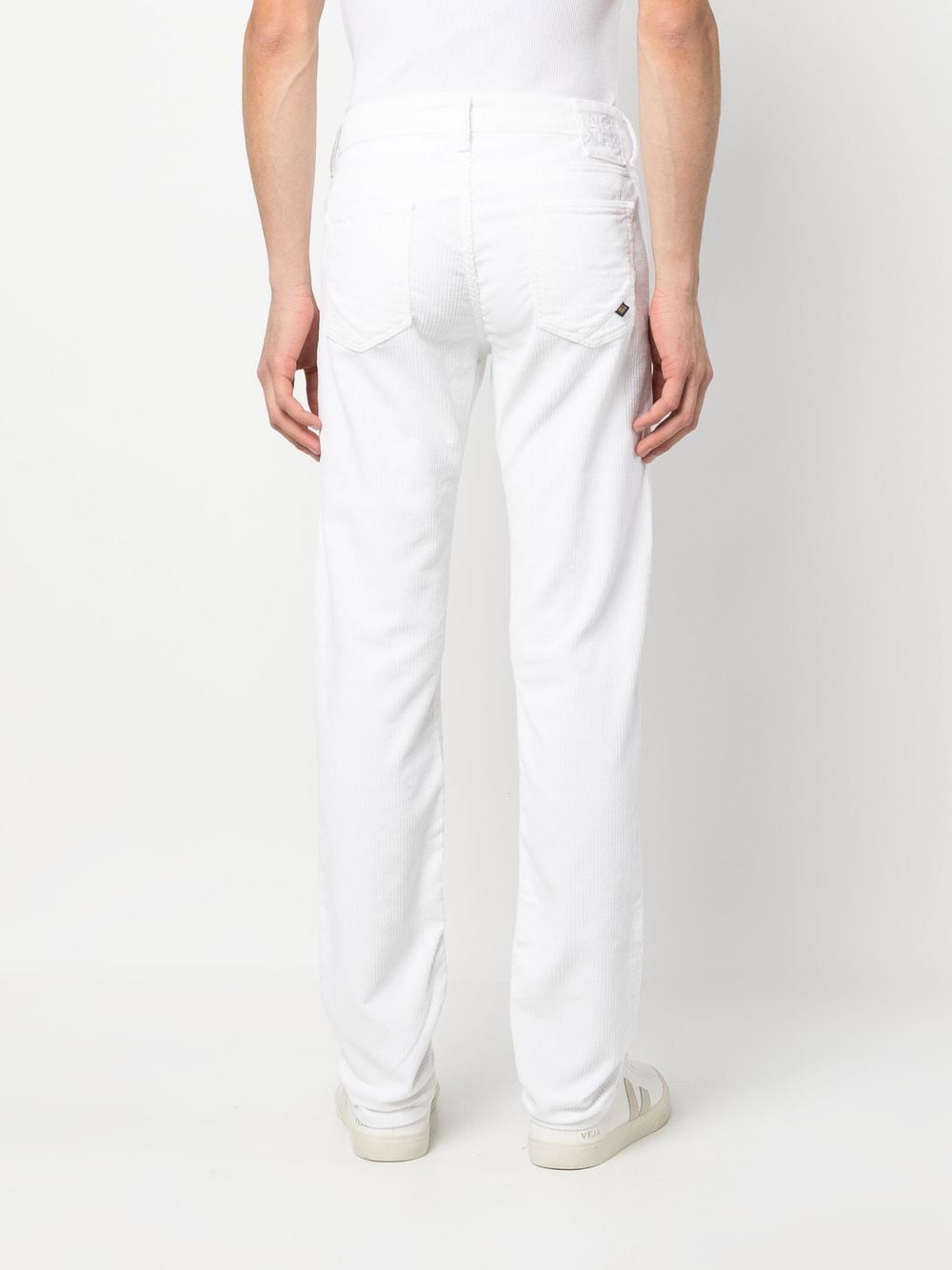 Shop Incotex Straight-leg Keyring-detail Trousers In White
