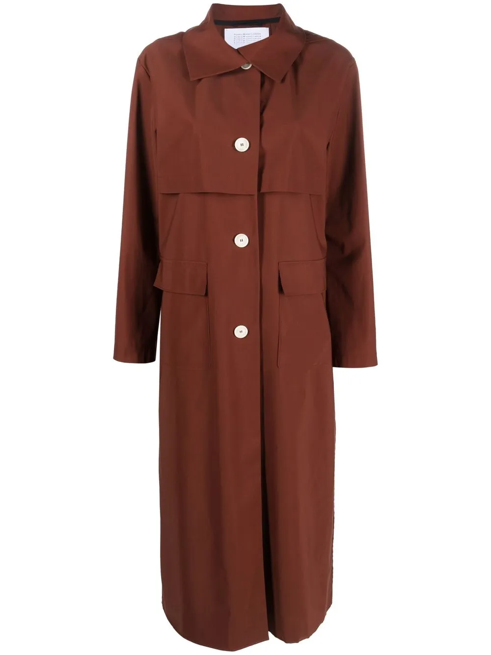 

Harris Wharf London hooded single-breasted long coat - Brown