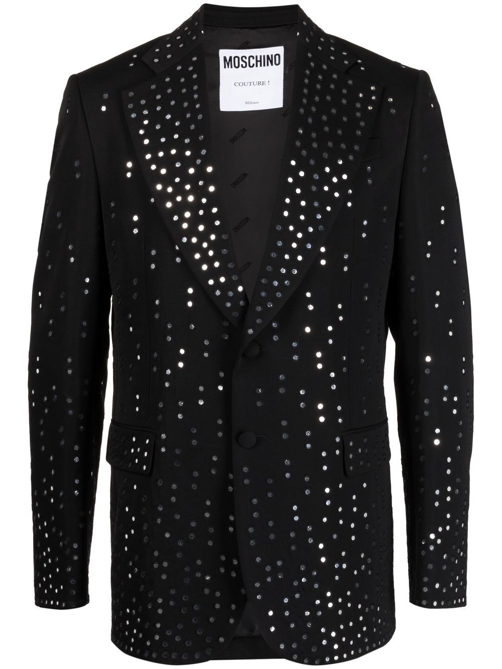 Moschino Crystal-embellished Single-breasted Blazer In 黑色