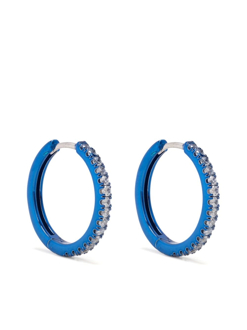 Eshvi Crystal Embellishment Hoop Earrings In Blue