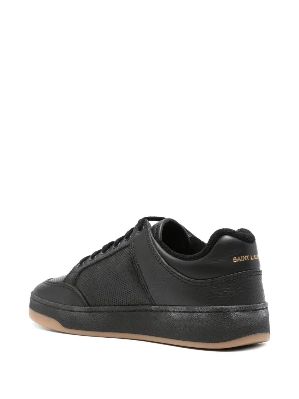 【関税込み】SL/61 ロゴ入り レザースニーカー Saint Laurent SL/61 lace-up Leather Sneakers | Black