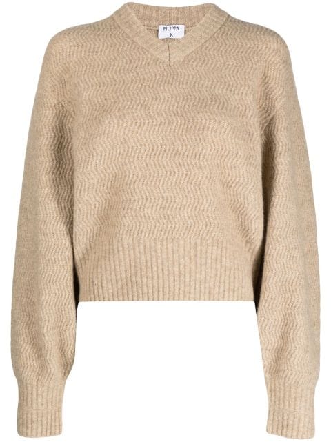 Filippa K chevron-knit V-neck wool jumper