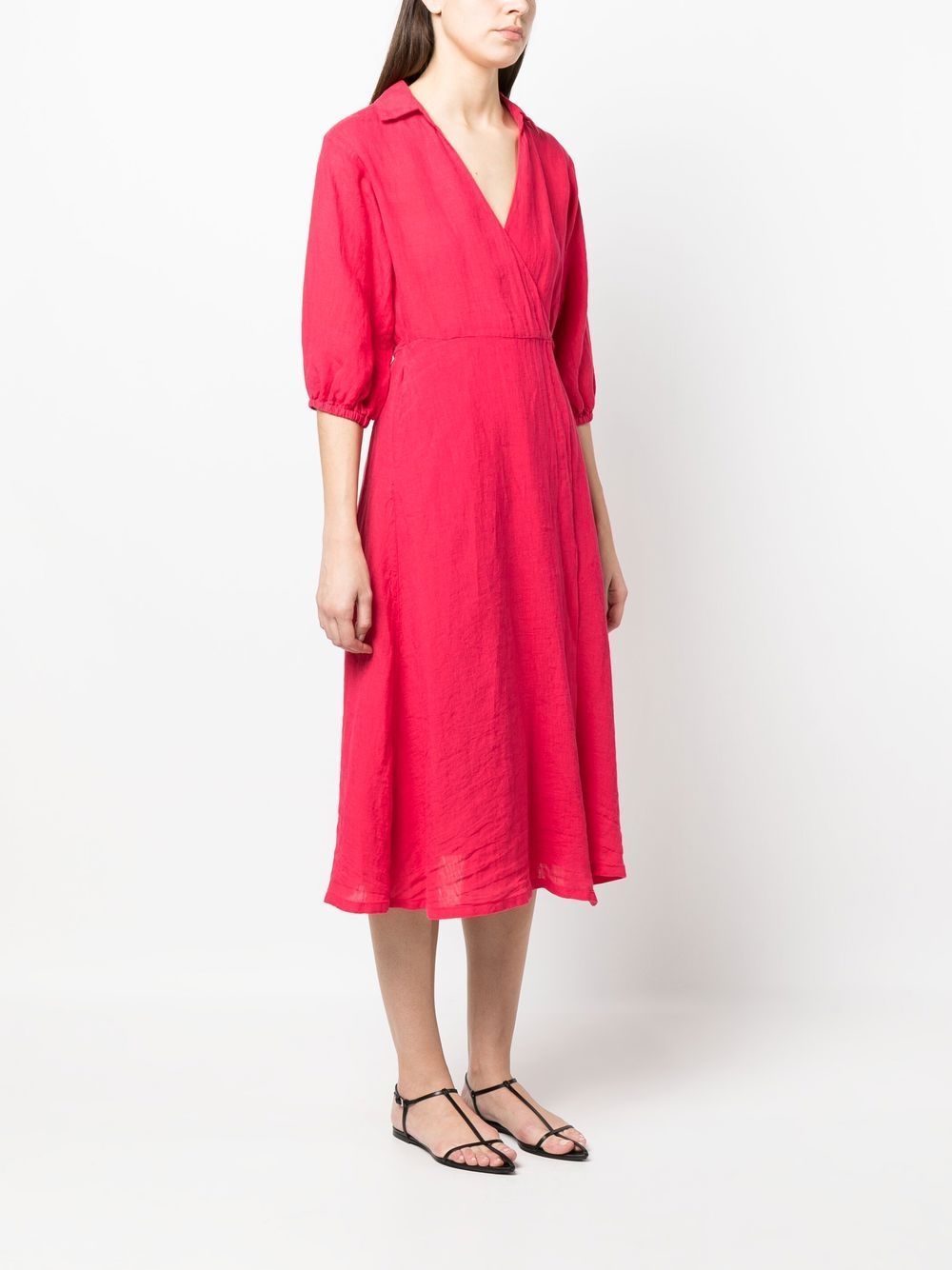 120% Lino Wrap-around Linen Dress In 粉色 | ModeSens