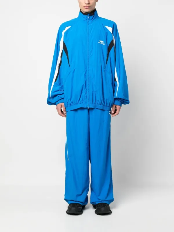 Balenciaga logo-embroidered Track Jacket | Blue | FARFETCH ID