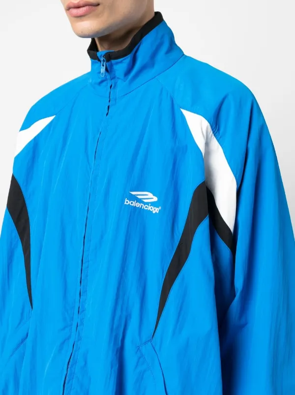 Balenciaga logo-embroidered Track Jacket | Blue | FARFETCH JO