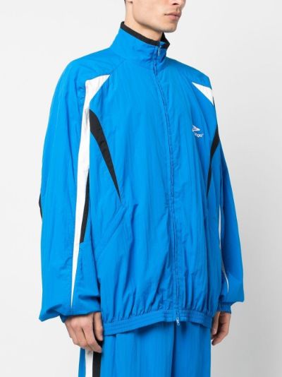 Balenciaga logo-embroidered track jacket blue | MODES