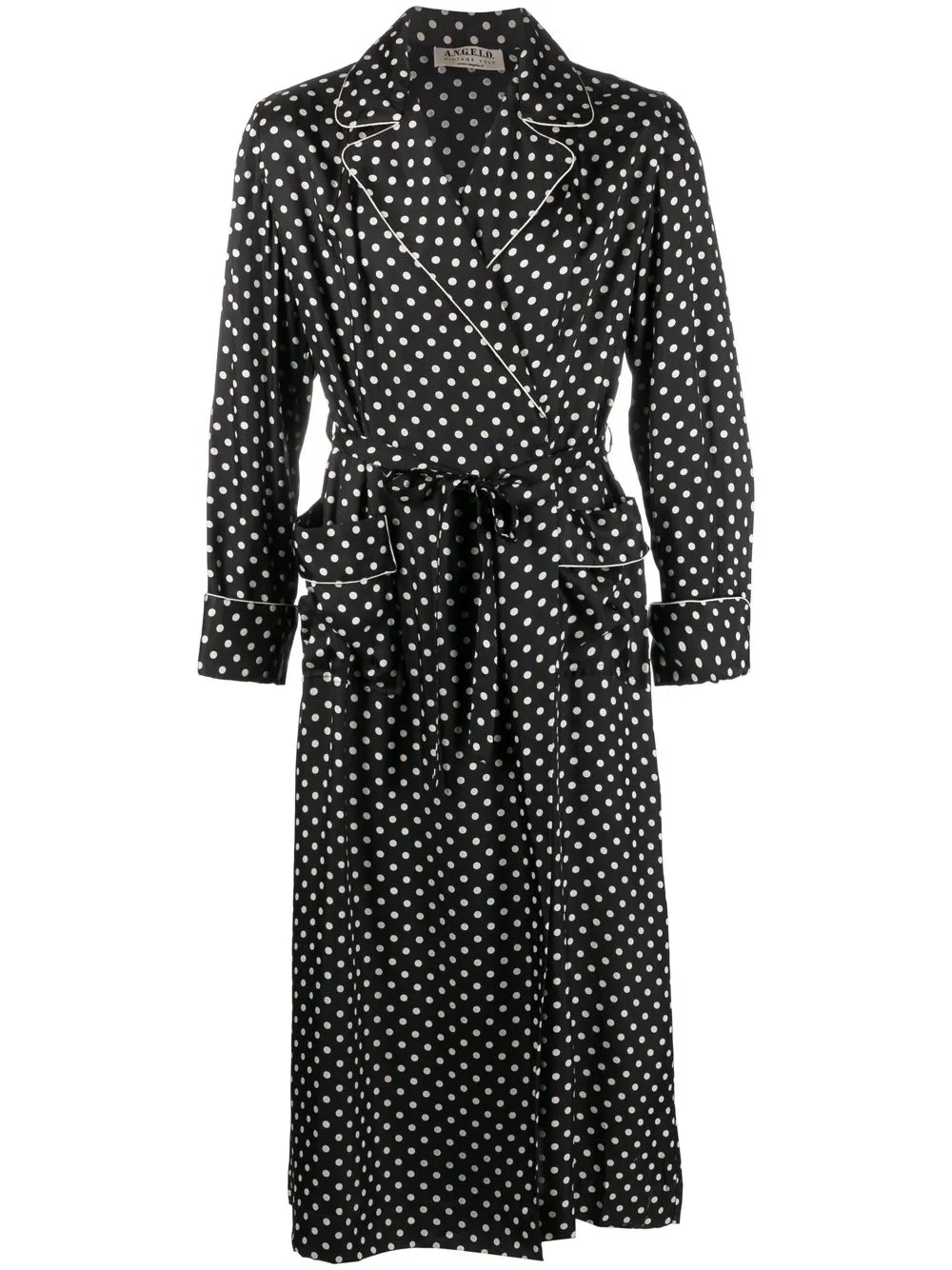 

A.N.G.E.L.O. Vintage Cult 1970s polka-dot belted coat - Black