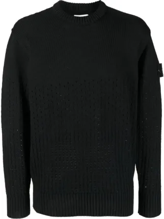Stone island grey knitted hot sale jumper