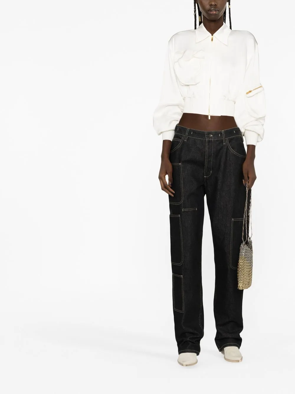 Blumarine Cropped bomberjack - Wit
