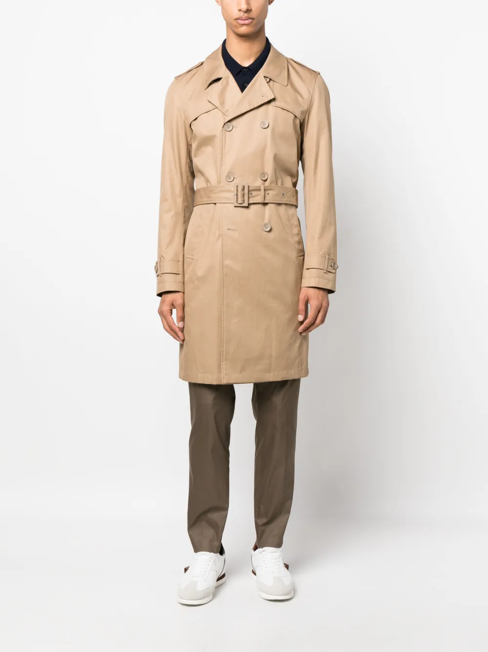 Herno belted cotton trench coat - Bruin