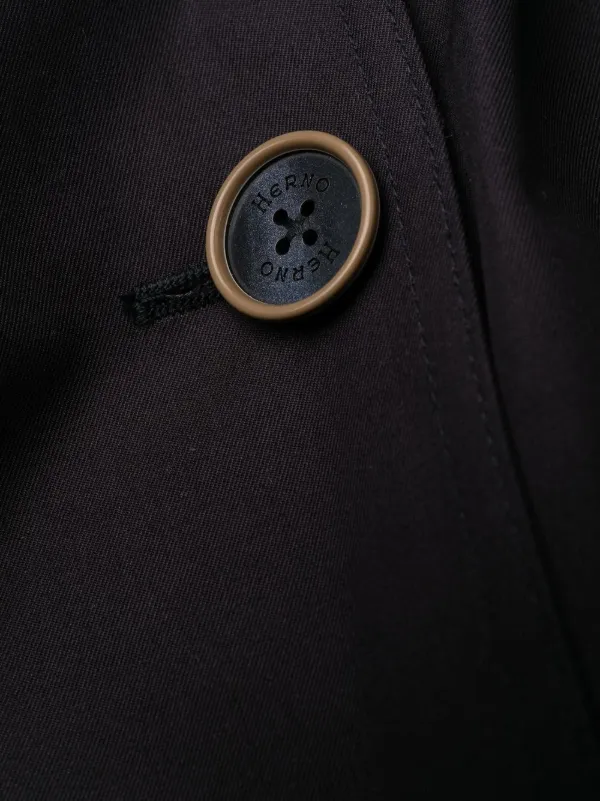 HERNO 黒 ダブルブレスト トレンチコート BOSS - ダブルブレスト トレンチコート バックル付きベルト