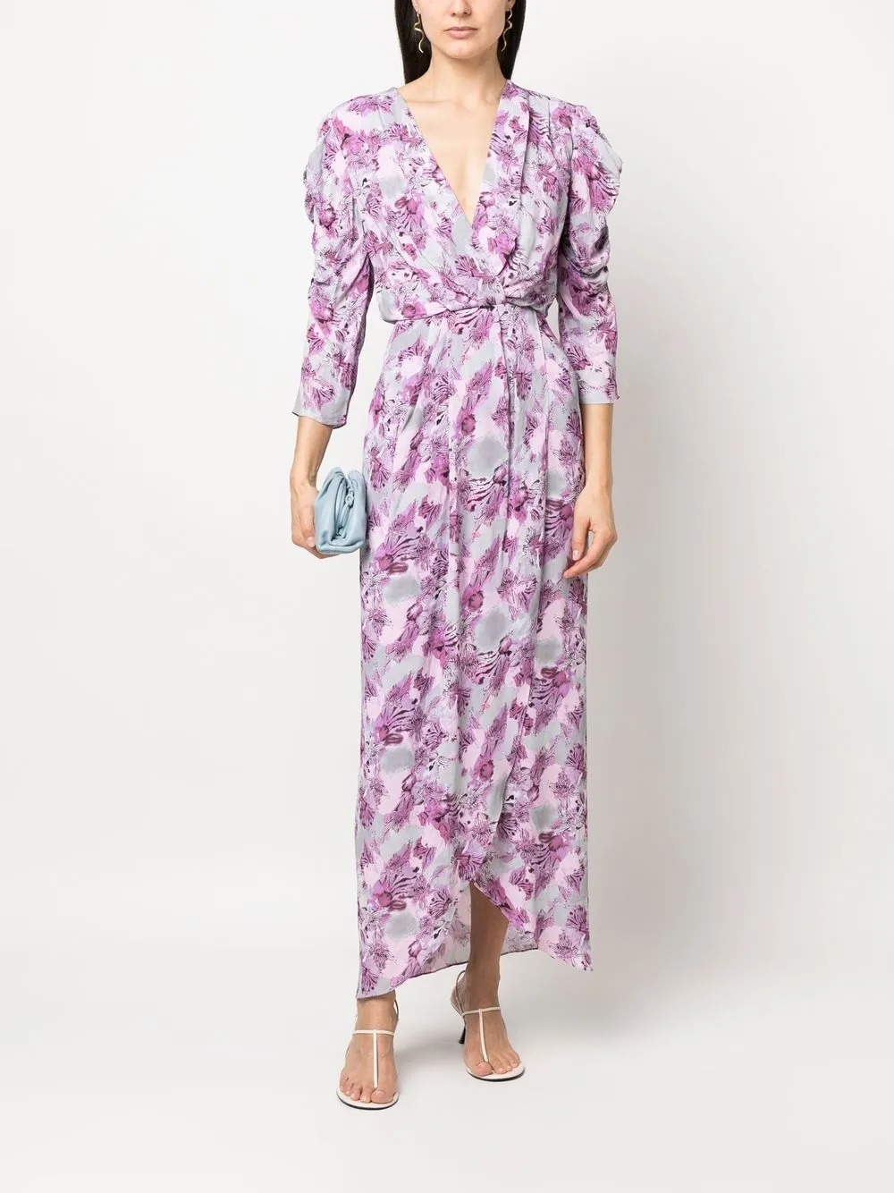 IRO Jurk met bloemenprint - Paars