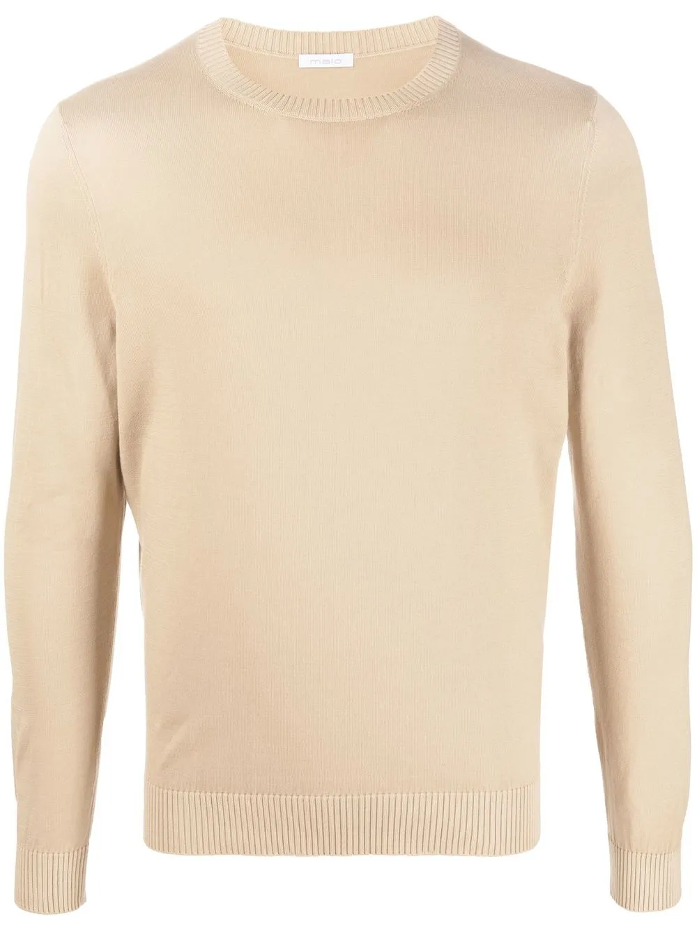 

Malo ribbed-trim cotton jumper - Neutrals