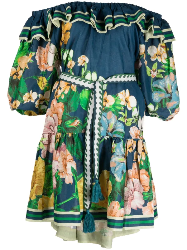 ALEMAIS Lyla フローラル リネンミニドレス - Farfetch LYTLAパーティドレス