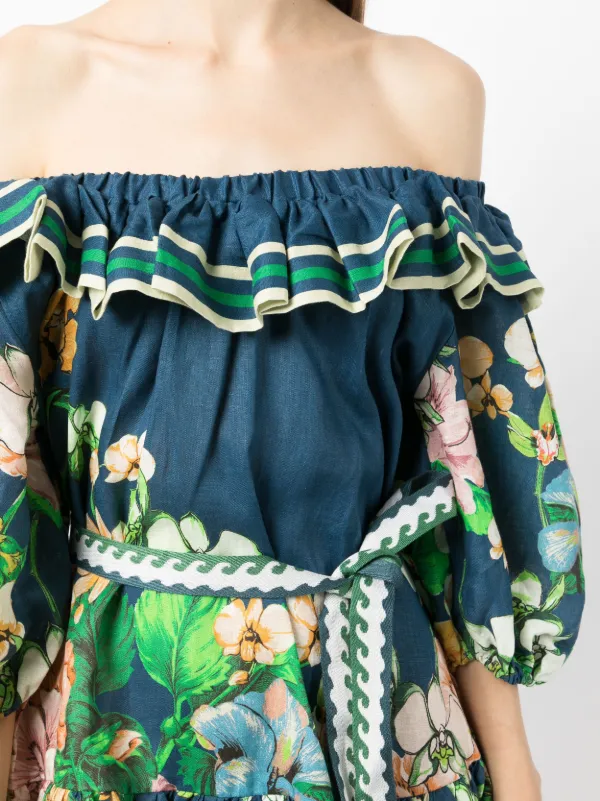ALEMAIS Lyla フローラル リネンミニドレス - Farfetch LYTLAパーティドレス