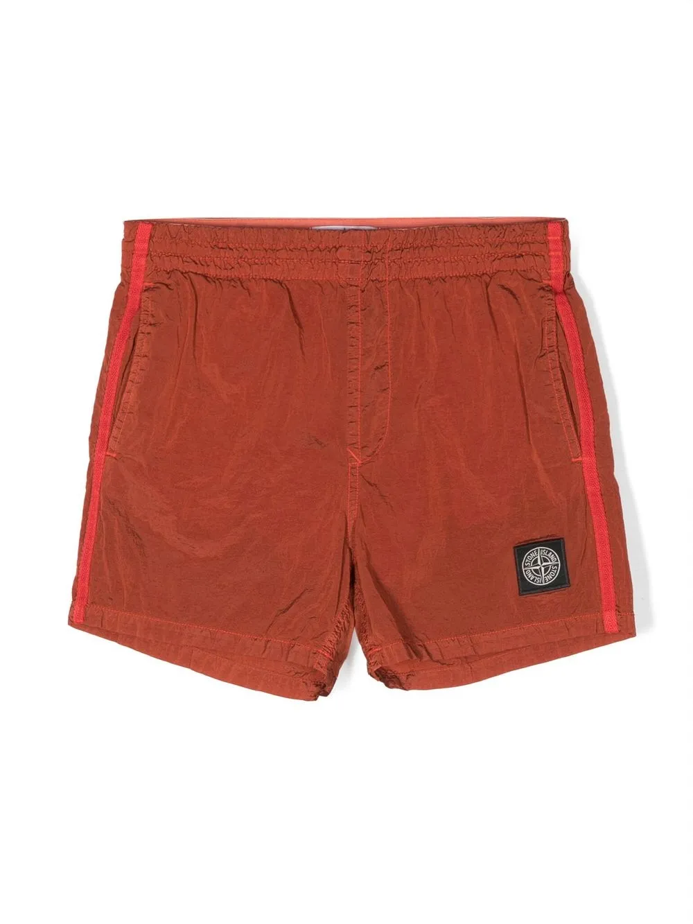 

Stone Island Junior crinkled logo-patch swim shorts - Orange