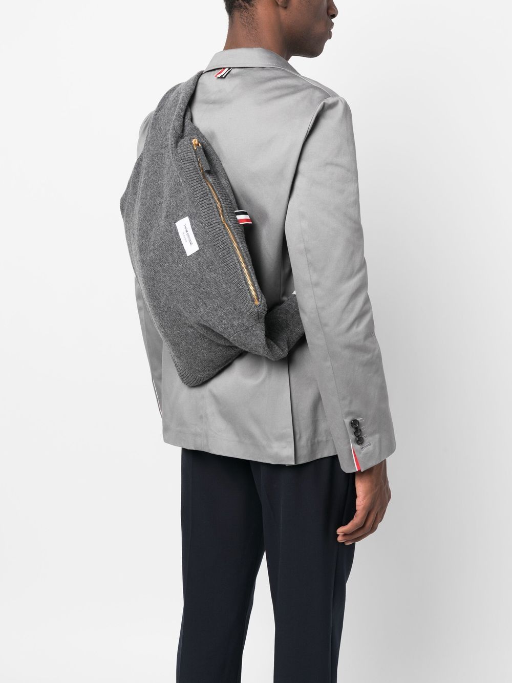 Shop Thom Browne Zip-up Messenger Bag In Grey