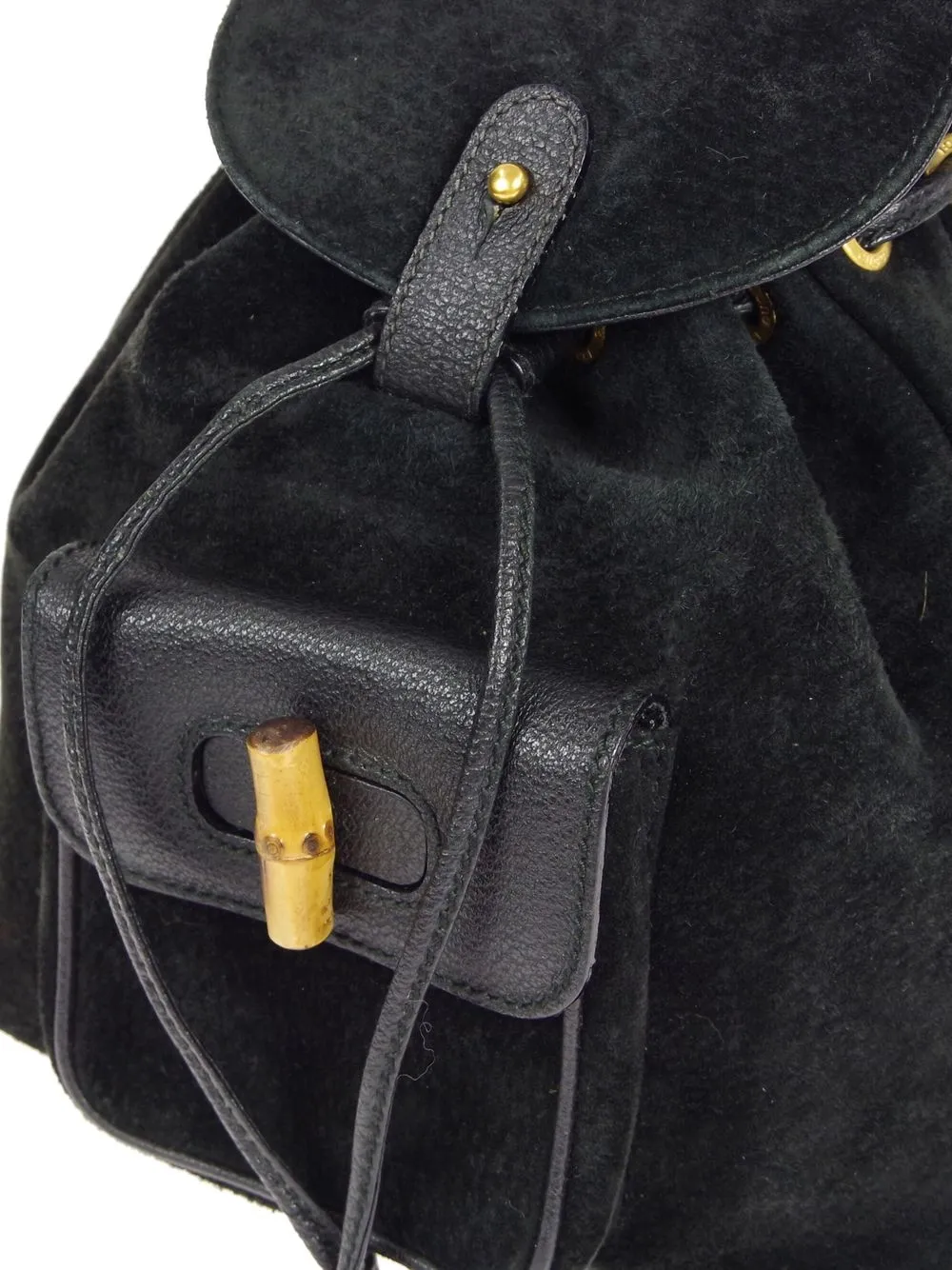Preowned Gucci 19902000s Bamboohandle Backpack In Black ModeSens