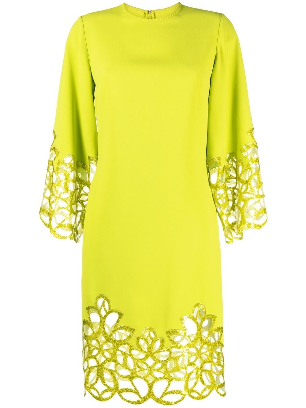 Elie Saab Sequin-embellished Lace-trimmed Dress In Verde