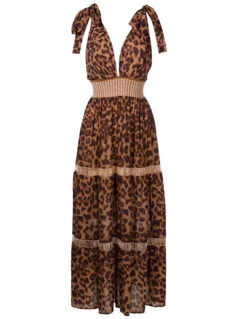 Cecilia Prado Vestido midi com estampa de leopardo