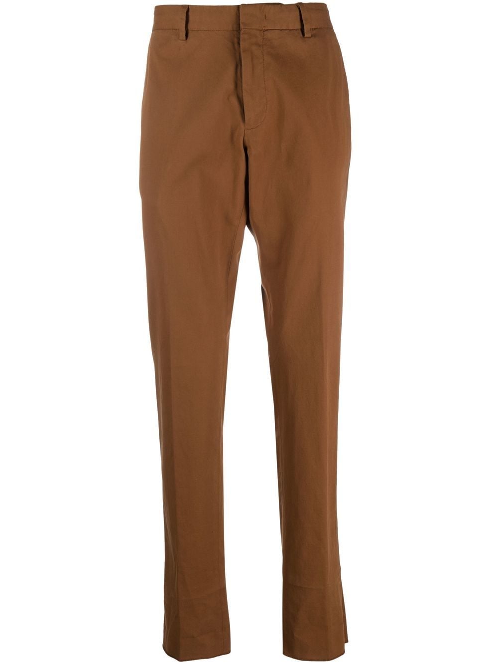 Zegna Pleated Cotton Trousers In Brown