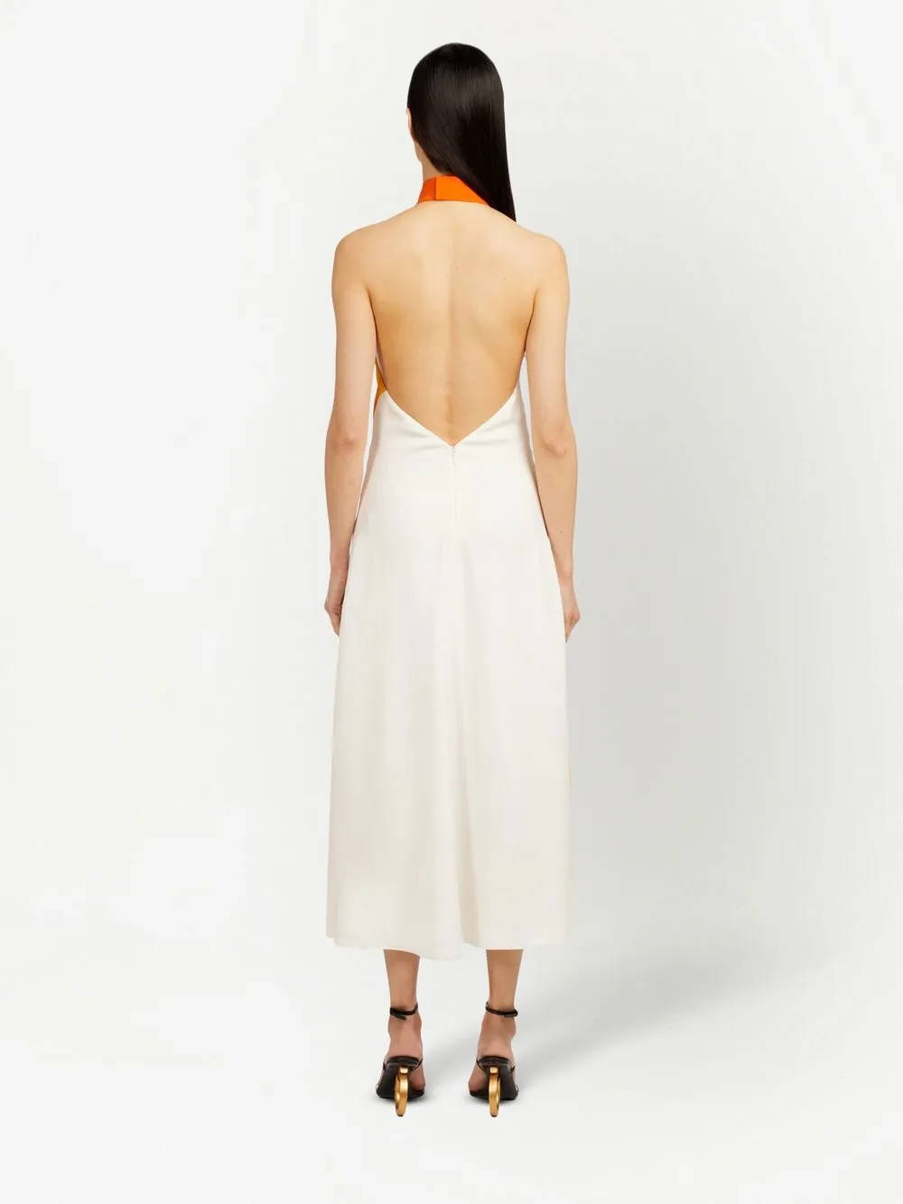 Ferragamo Women's Sleeveless Halterneck Midi-dress In Orange