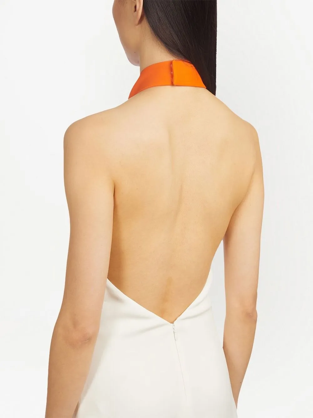 Ferragamo Women's Sleeveless Halterneck Midi-dress In Orange