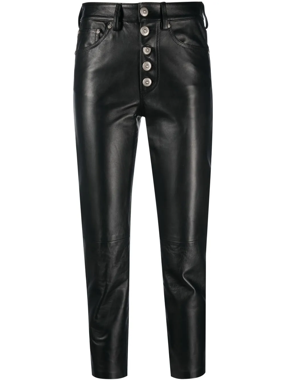 

DONDUP leather high-waisted cropped trousers - Black