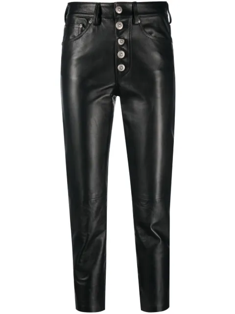 leather high-waisted cropped trousers