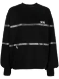 GCDS crystal-embellished striped sweatshirt - Black