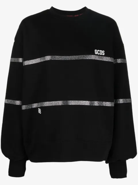 GCDS sudadera con detalles de cristal y motivo de rayas 