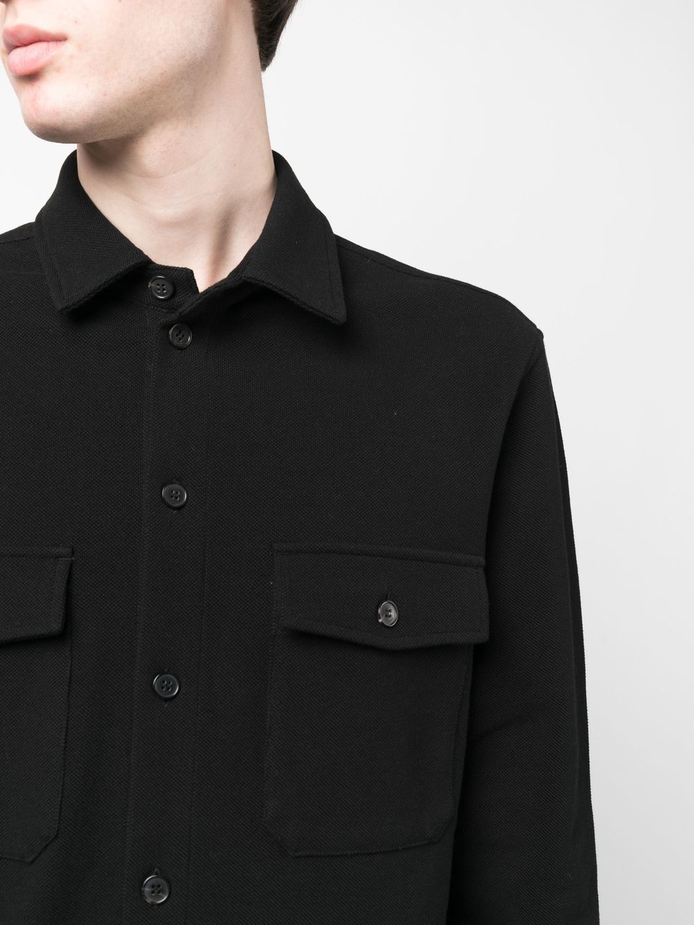 Shop Saint Laurent Long-sleeve Cotton Shirt In Black