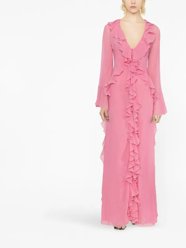 Blumarine Ruffled Chiffon Gown | Pink | FARFETCH Blumarine Ruffled Chiffon Gown | Pink | FARFETCH