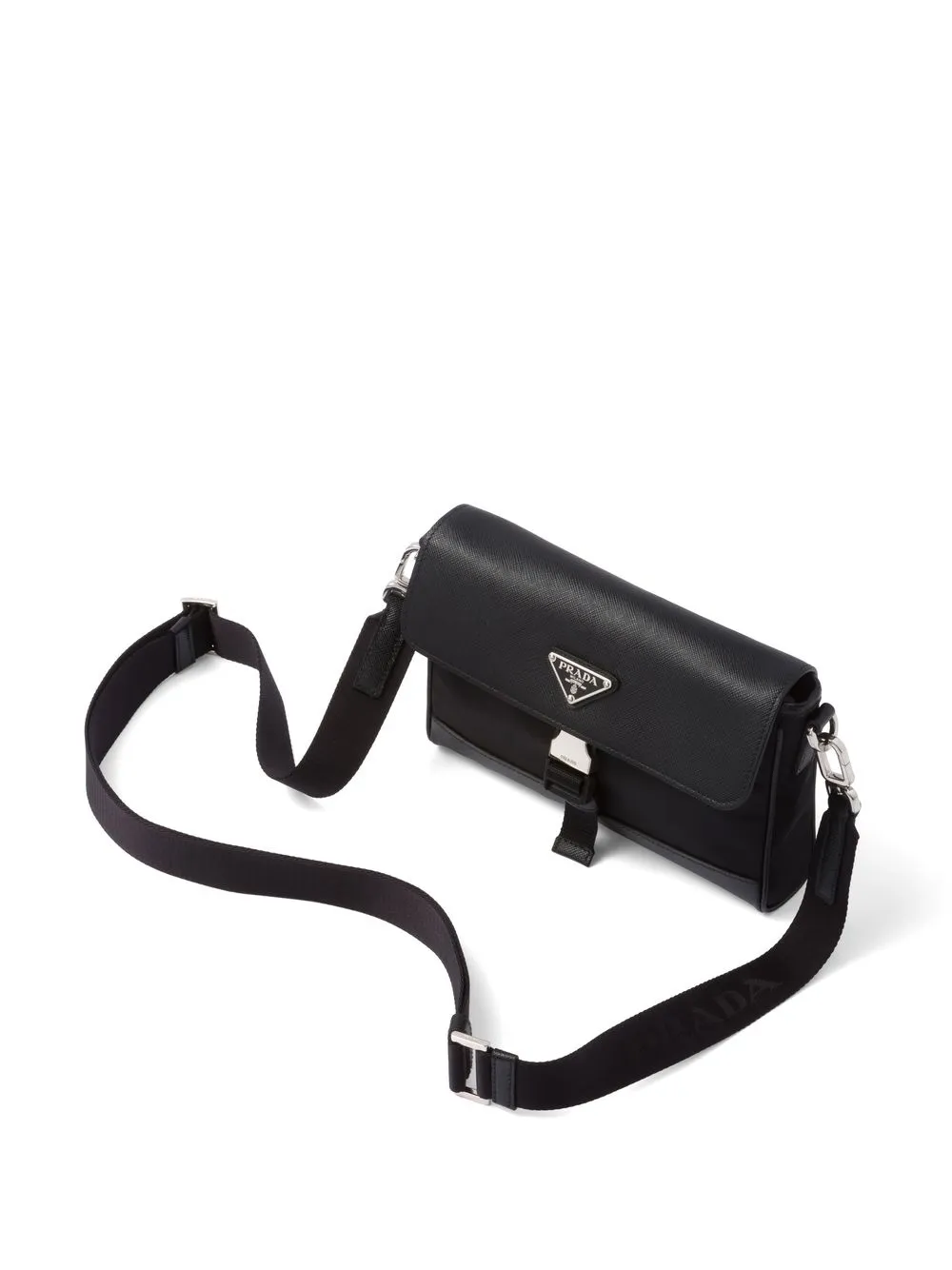 Prada Black nylon phone case with shoulder strap