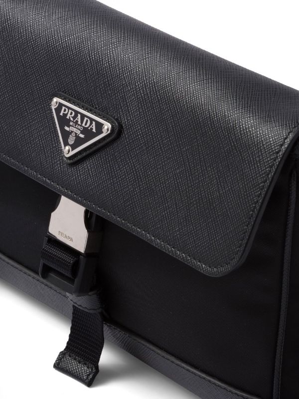 Black Prada Leather Wallet on Strap Crossbody Bag
