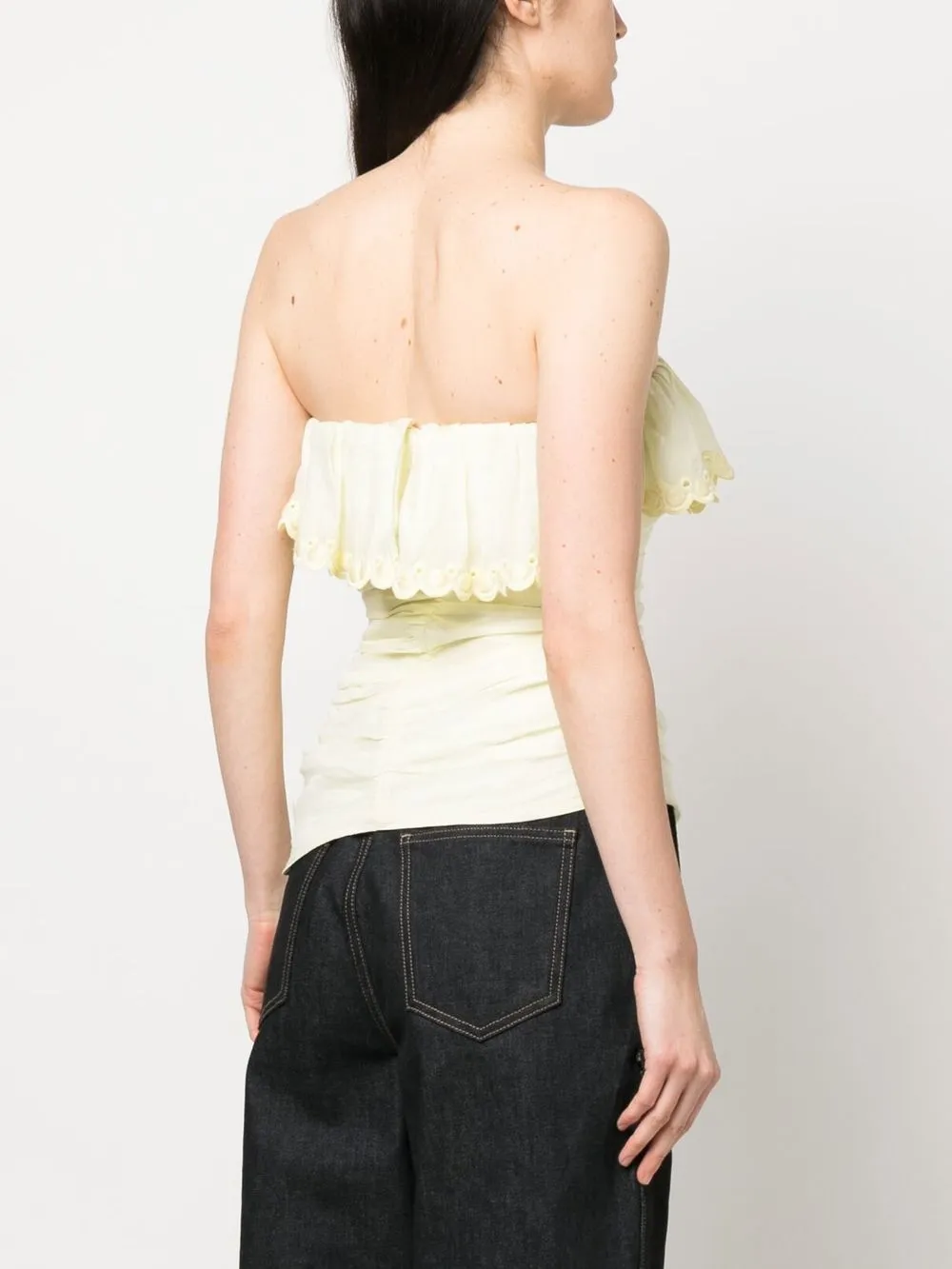 Shop Isabel Marant Ruffle-detail Draped Top In Yellow