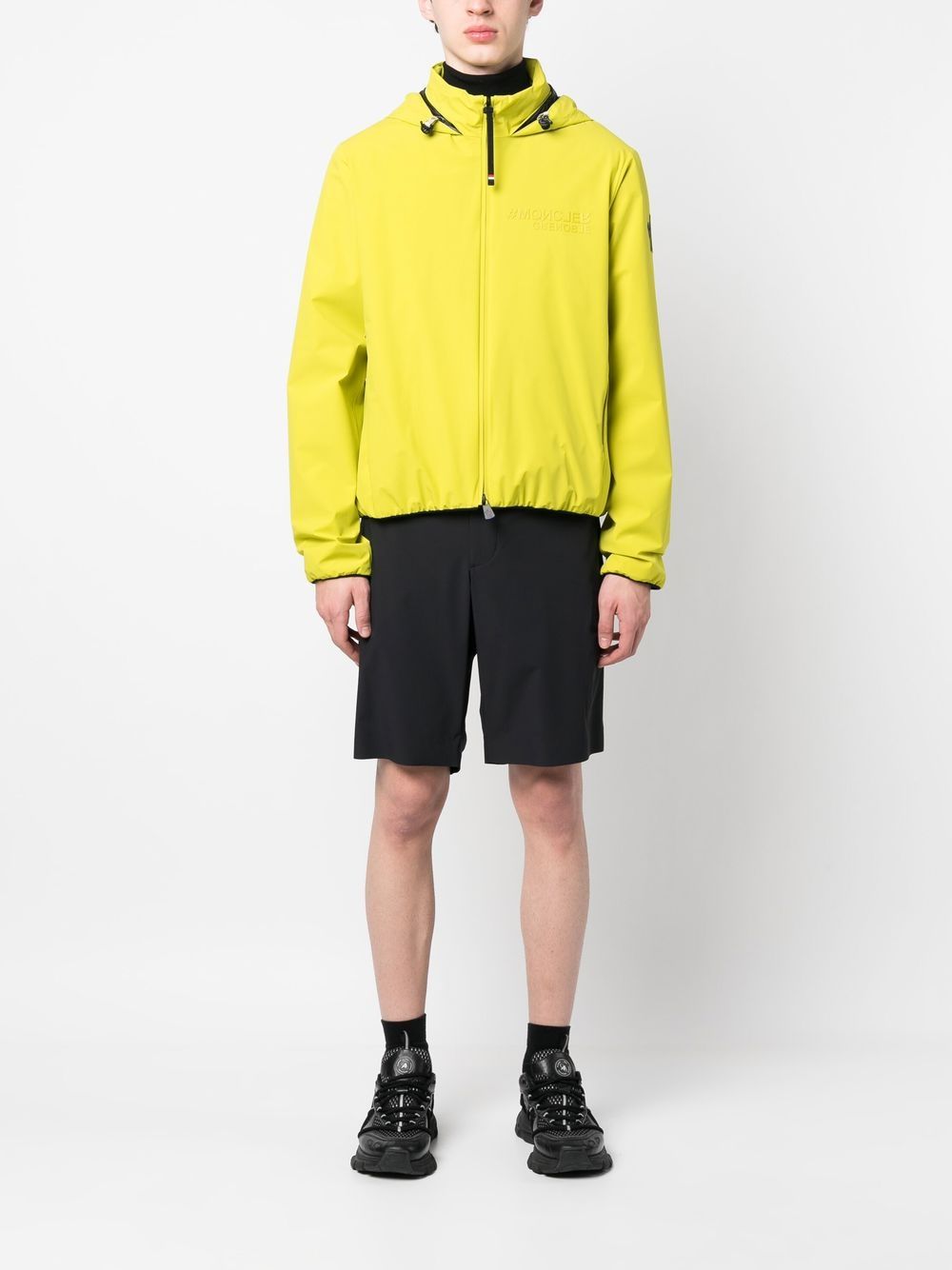 Shop Moncler Rovenaud Hooded Jacket In Yellow