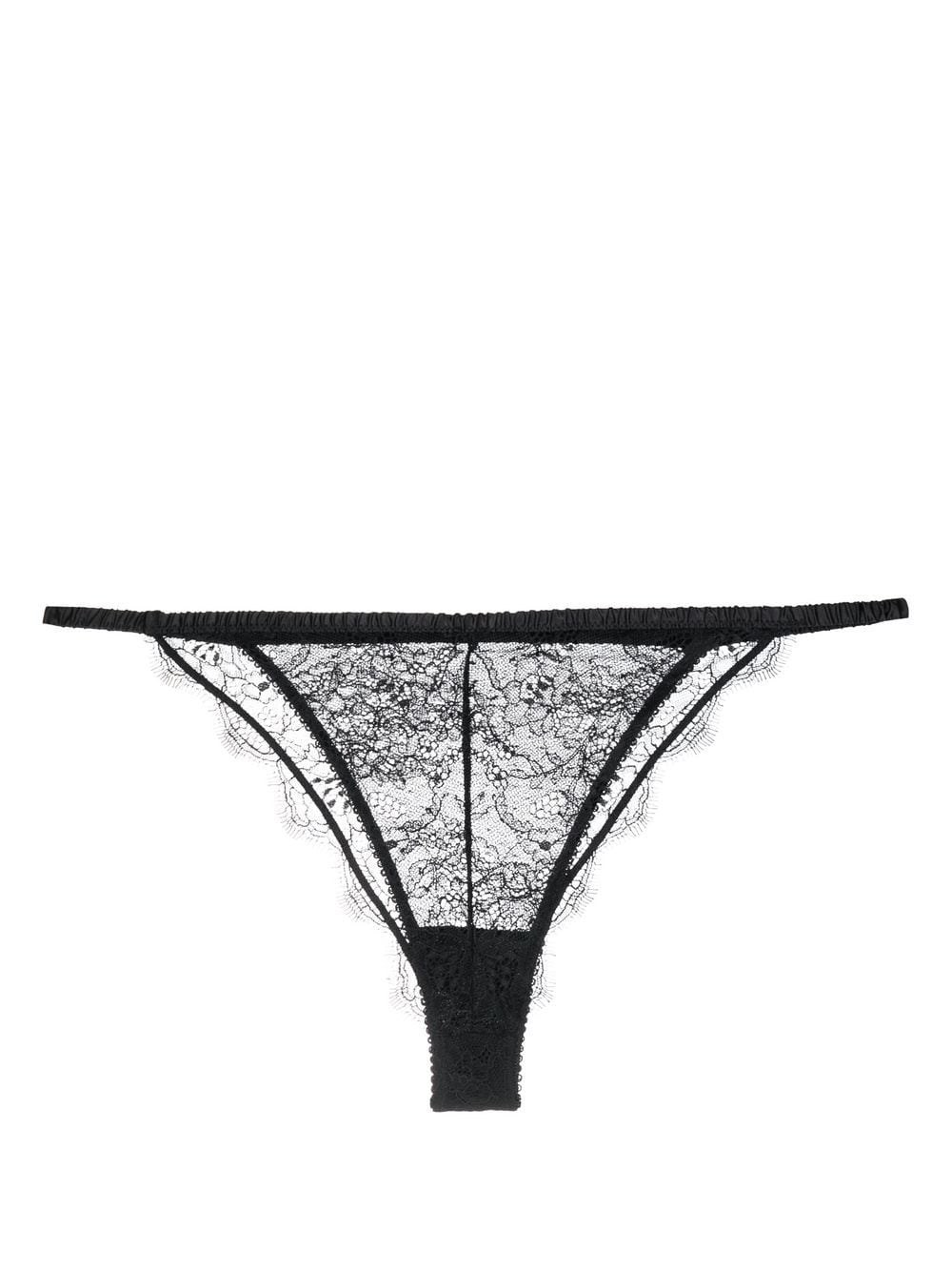 Floral Lace Thong in Black
