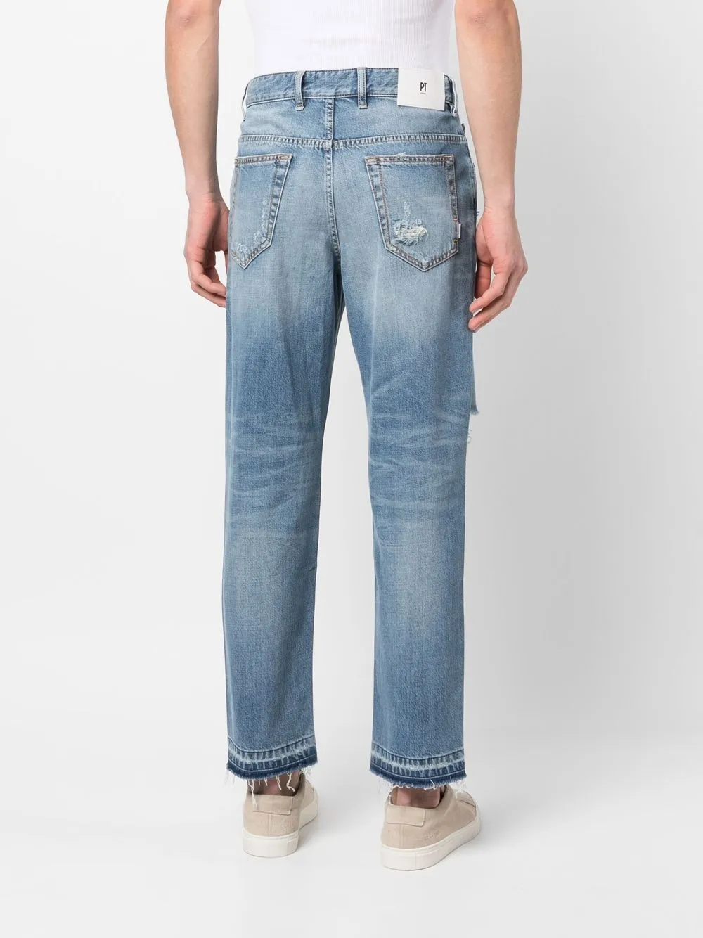 Pt torino ripped bleach effect jeans in blue modesens